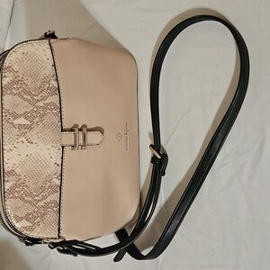 Nanette Lepore Snakeskin Crossbody Bag - Cream and Gray